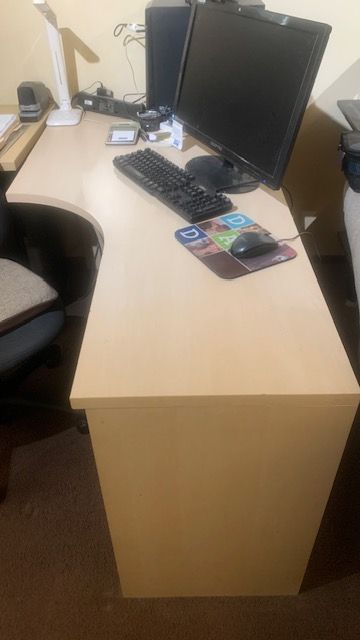 Free - 2 Desks and 3  2 lateral drawer file cabinets