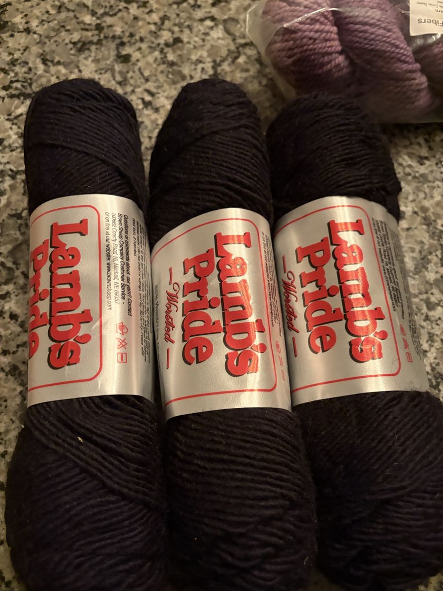 Lamb's Pride Worsted Onyx Yarn - 3 Skeins (85% Wool/15% Mohair) 4oz/190yds Each