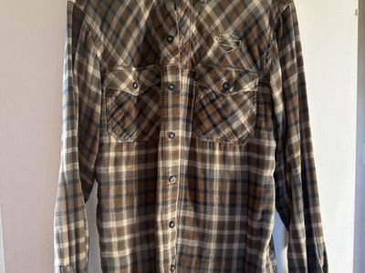 Harley-Davidson Men's Brown Plaid Long Sleeve Flannel Shirt Size M