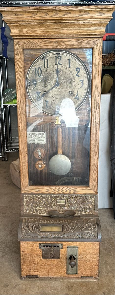 Antique International Time Recording Co. Oak Punch Clock