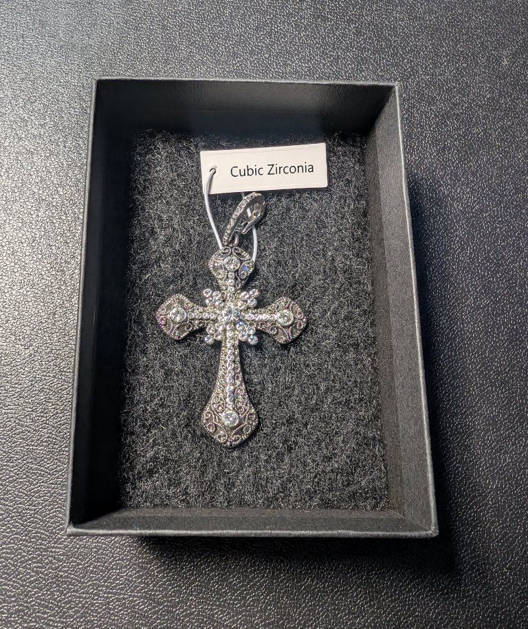 Ornate Cubic Zirconia Cross Pendant