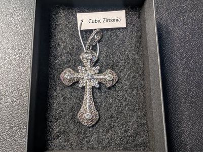 Ornate Cubic Zirconia Cross Pendant