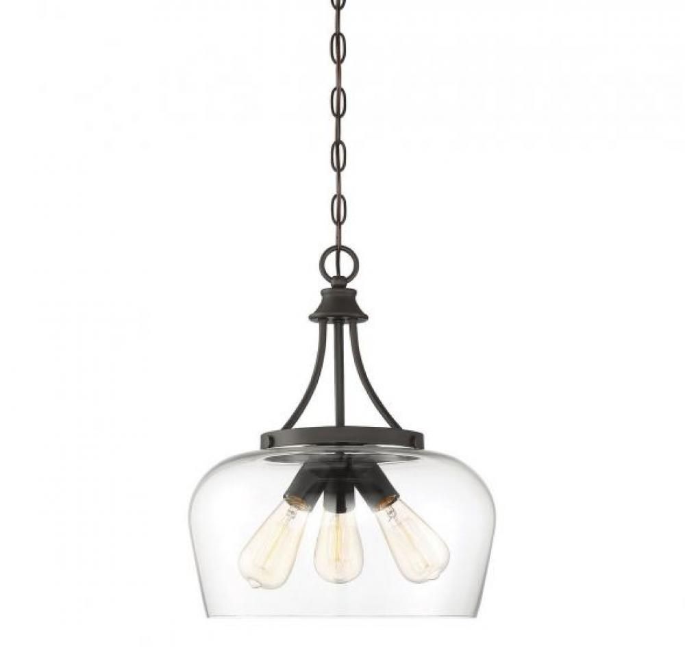 Transitional/ Modern Traditional 3 Light Pendant in Bronze