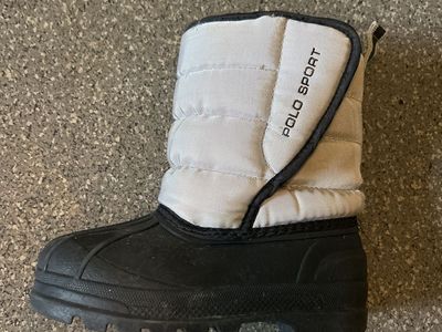 Polo Ralph Lauren Sport Silver Puffer Snow Boots Kids US Size 8 Winter Unisex