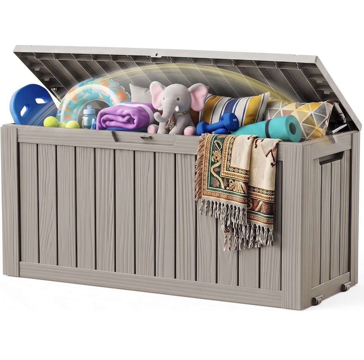 New 130 Gallon Outdoor Deck Box with Wheels