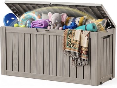 New 130 Gallon Outdoor Deck Box with Wheels