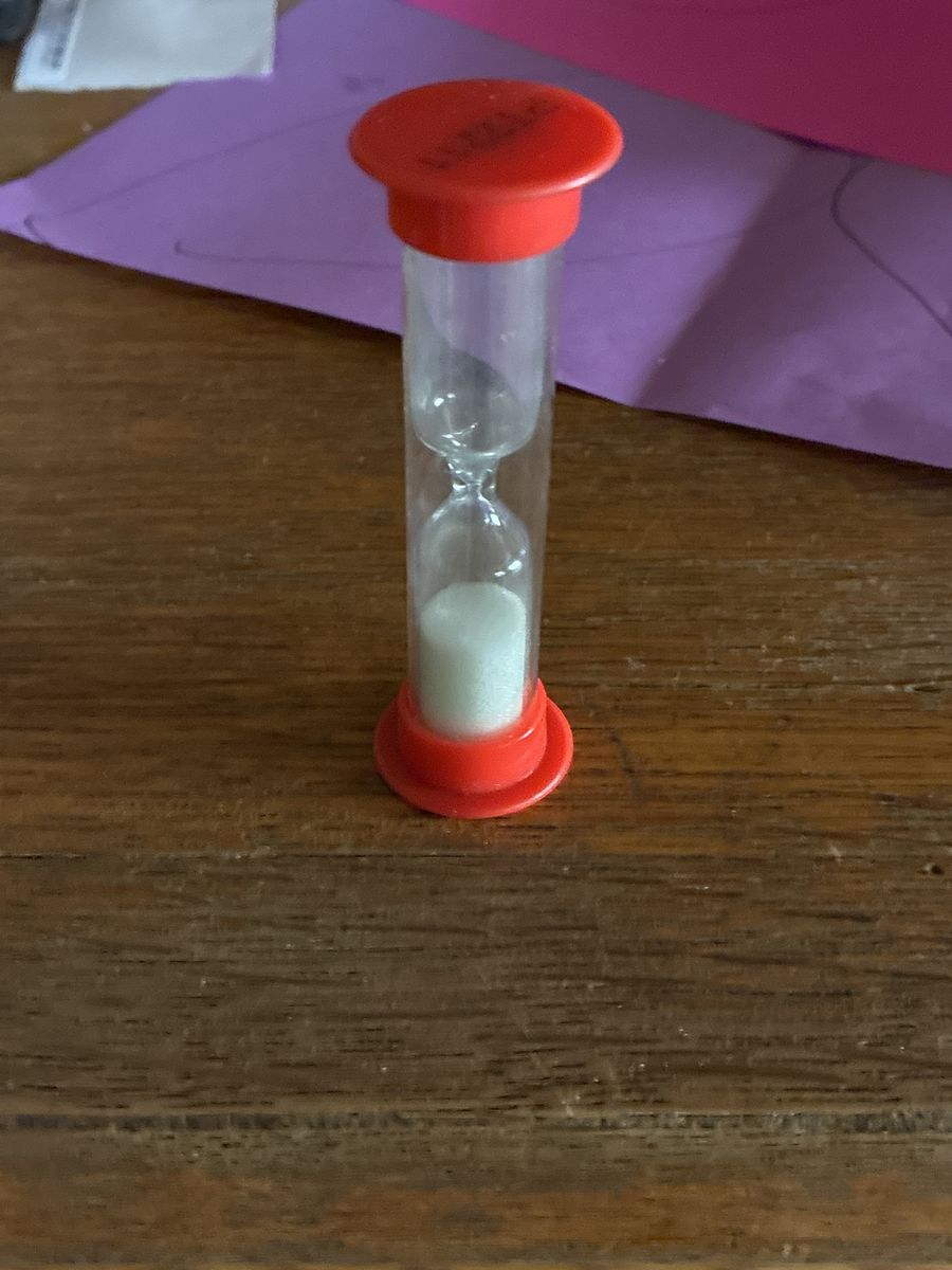 Small Hourglass Sand Timer - White Sand, Red Accents