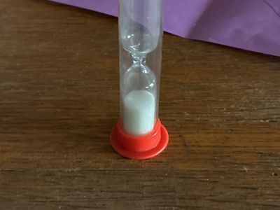 Small Hourglass Sand Timer - White Sand, Red Accents