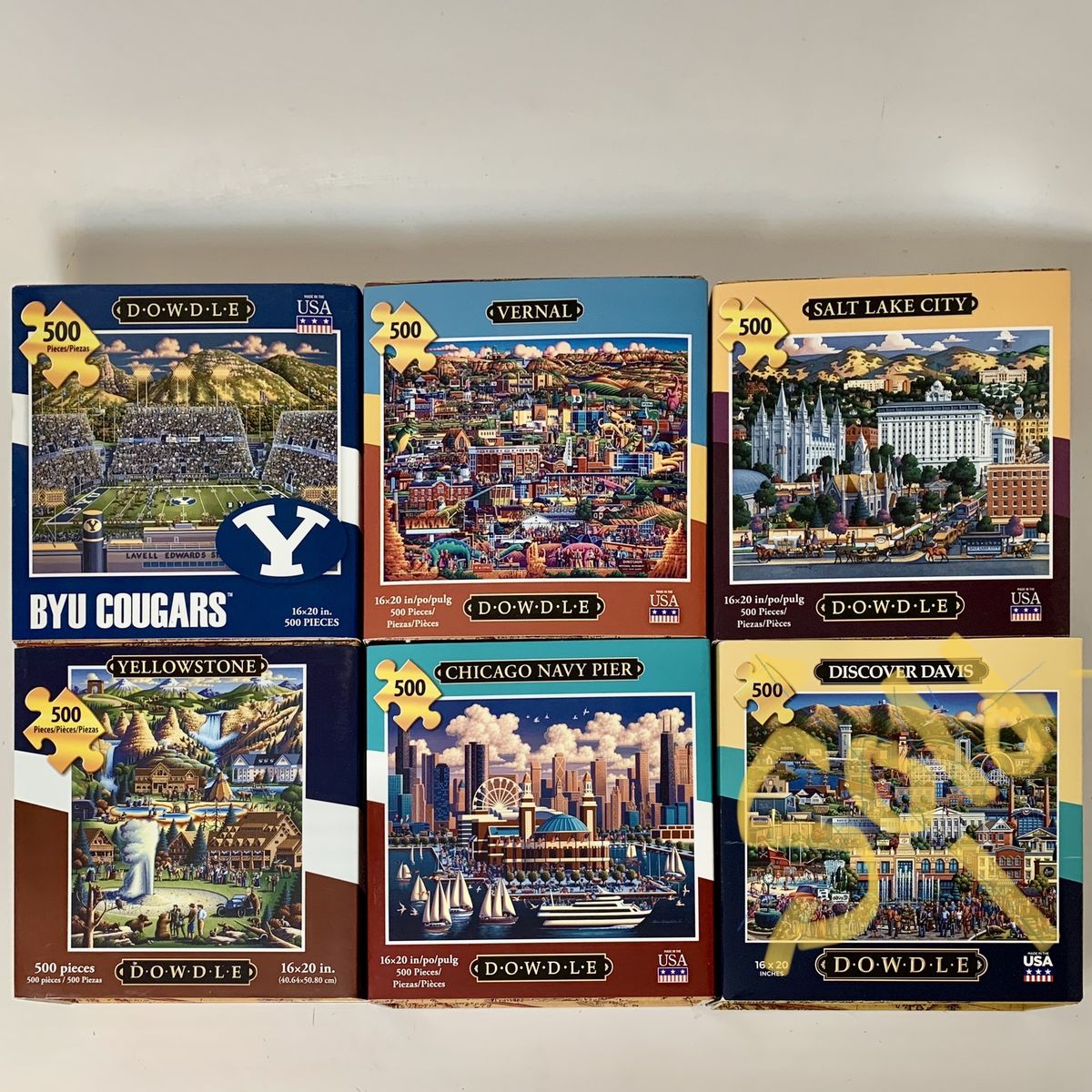 Dowdle 500pc jigsaw Puzzles with maps and slipcovers some new