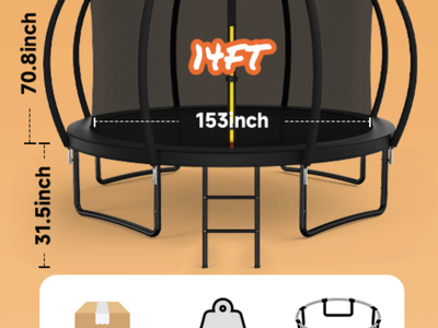 Outdoor Trampoline with Enclosure Net, Heavy Duty Yard Trampoline
