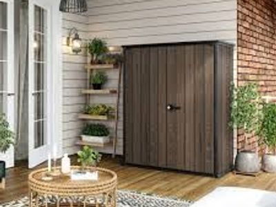 Keter Walnut Vertical Storage Shed - 55" x 26" x 64" 1807155 #107237