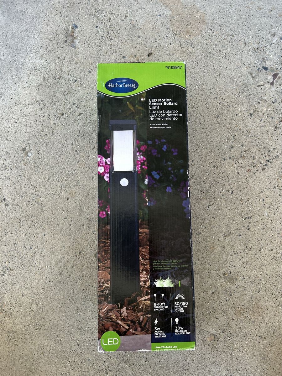 Harbor Breeze LED Motion Sensor Bollard Light - Matte Black, Low-Voltage, 3W (30W Equivalent)