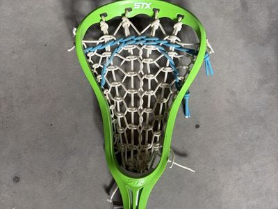 STX Lacrosse Stick with Bright Green Head and Silver/Blue Shaft