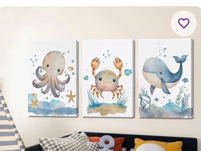Brand new in box Ocean art for nursery pack of 3