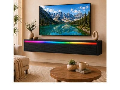 Noeko Black Floating TV Stand 68.9 inch Wall Mounted Media Console