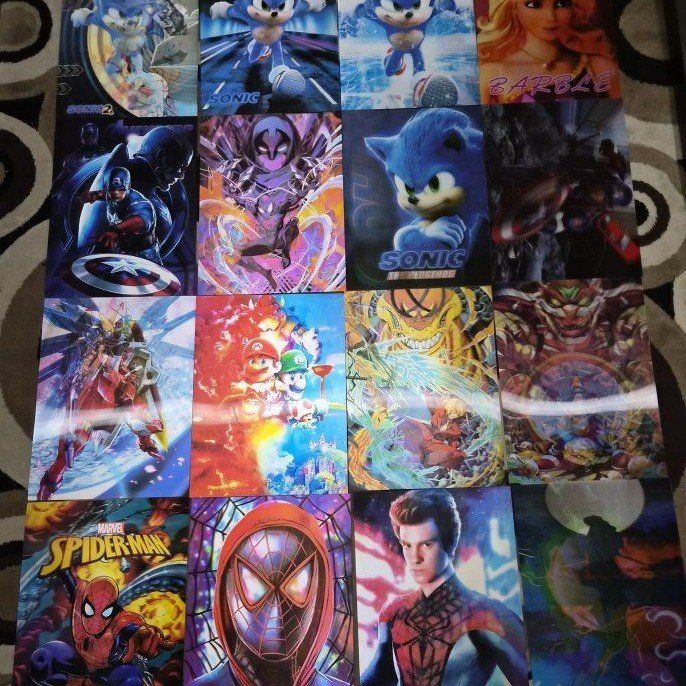 New 3D posters - Sonic, Marvel, Barbie, Demon slayer, Mario, Naruto, etc.. Picture changing