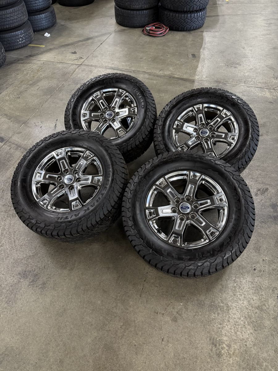 LIKE NEW 2025 f150 chrome 18in wheels/ 275/65/18 tires