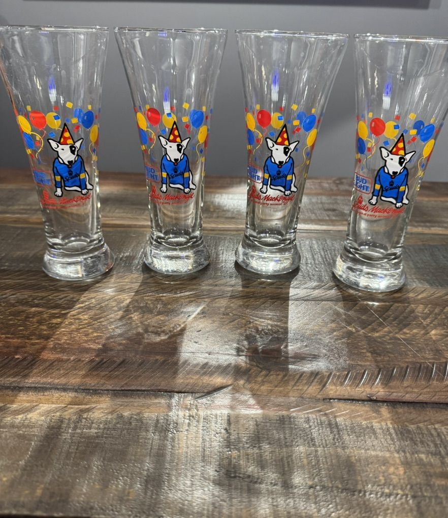 1987 Bud Light Spuds Mackenzie Glasses