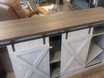 Rustic Farmhouse Sliding Barn Door TV Stand / Entertainment Center