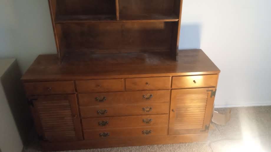 Wooden Chest of Drawers with Hutch - Storage & Display Unit