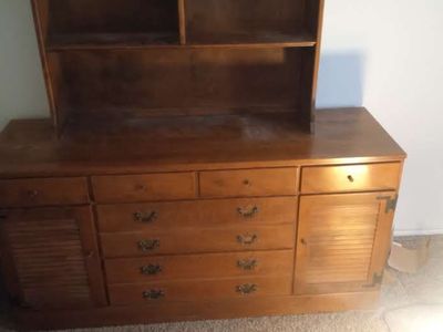 Wooden Chest of Drawers with Hutch - Storage & Display Unit