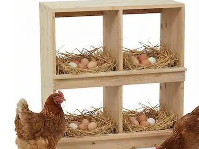 Garvee Wooden Chicken Nesting Box Double Tier 4 Compartment