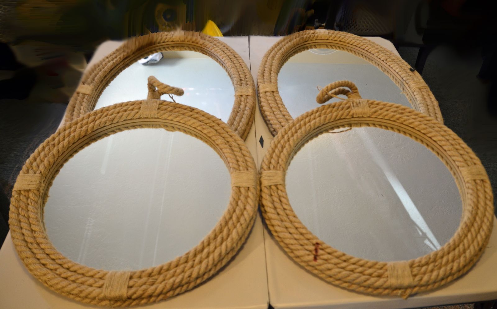 Set of 4 Nautical Rope Framed Wall Mirrors