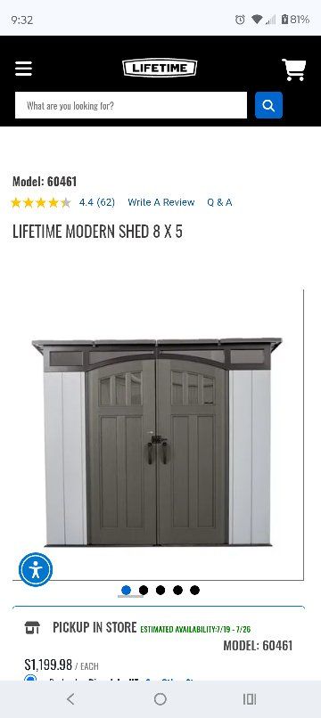 Lifetime Modern Shed 8x5 - Model 60461 - Durable Outdoor Storage Shed