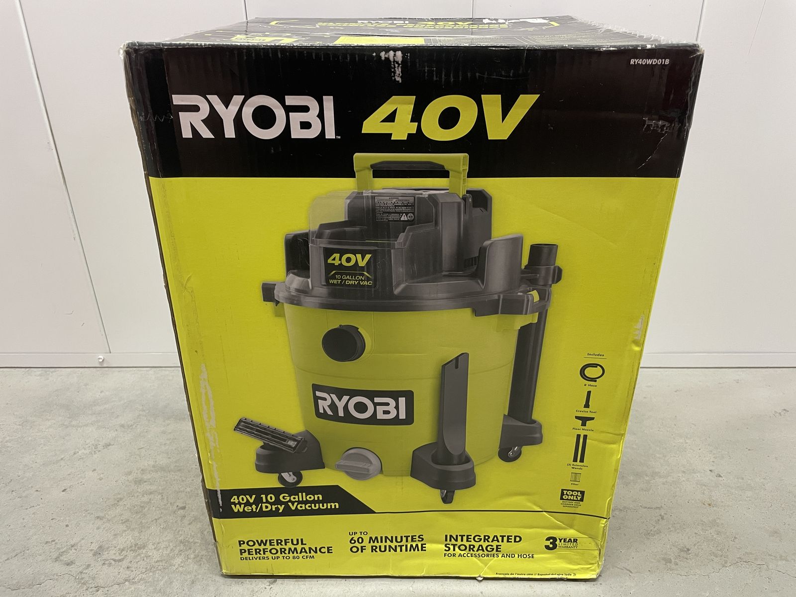 [NEW] Ryobi 40V 10 Gallon Cordless Wet/Dry Shop Vacuum (TOOL ONLY)