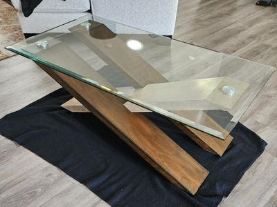 Modern glass & wood coffee table