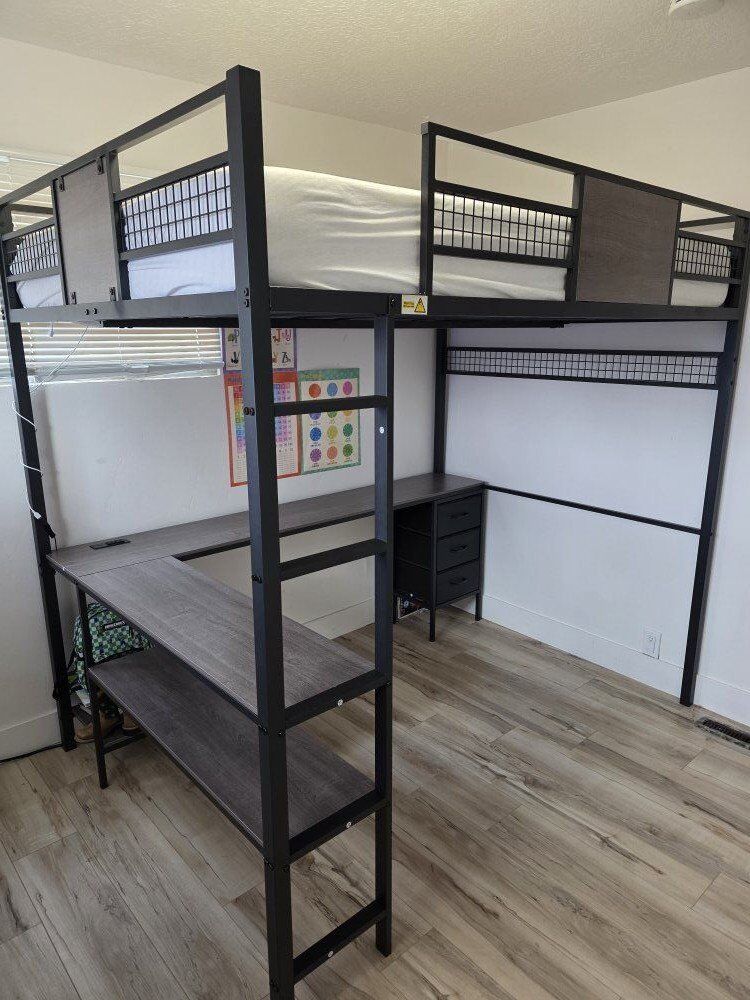 Full Vaulted Bed Frame w/ Desk