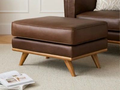 Article Timber 31" Leather Ottoman - Charme Chocolat, Italian Leather