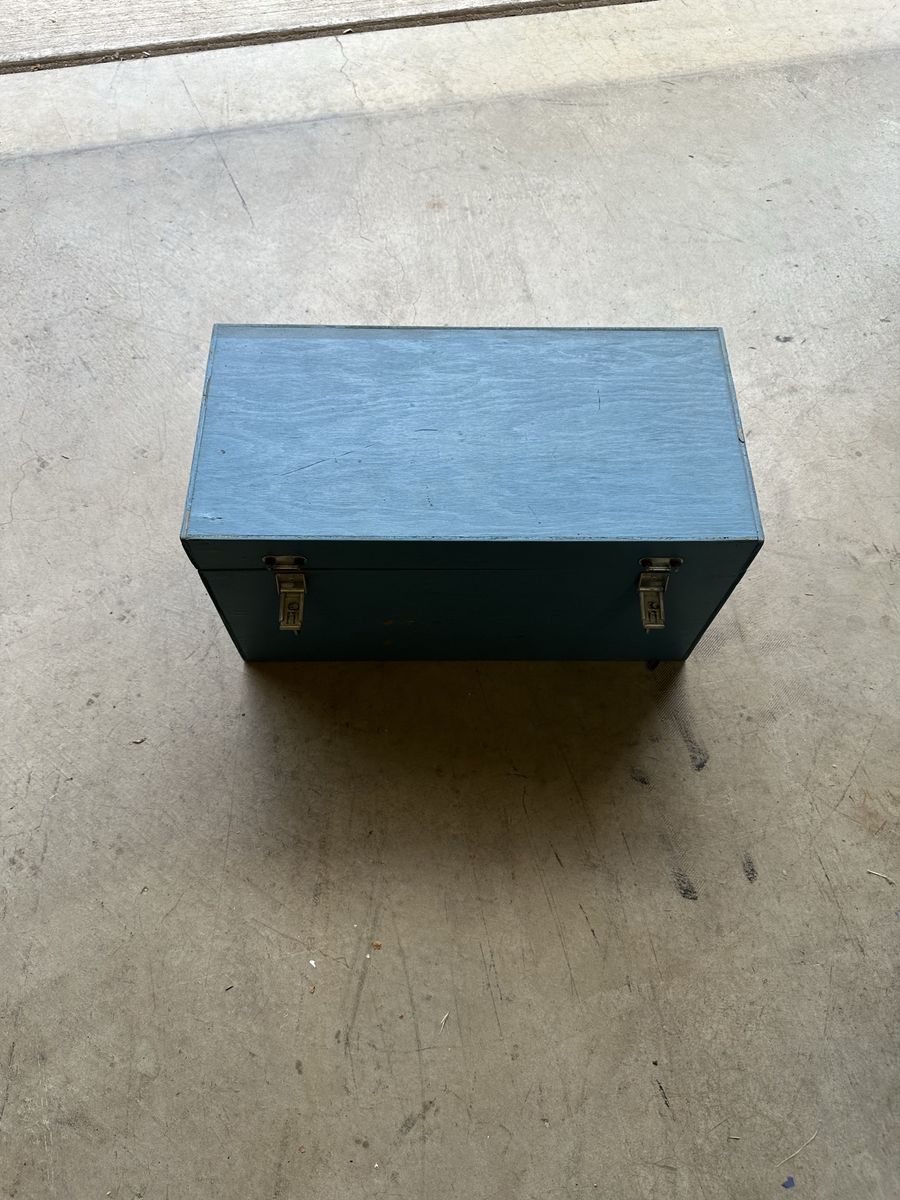 Vintage Wooden Storage Box with Metal Latches