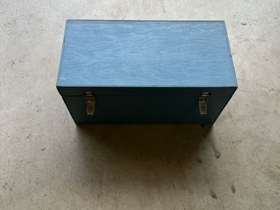 Vintage Wooden Storage Box with Metal Latches