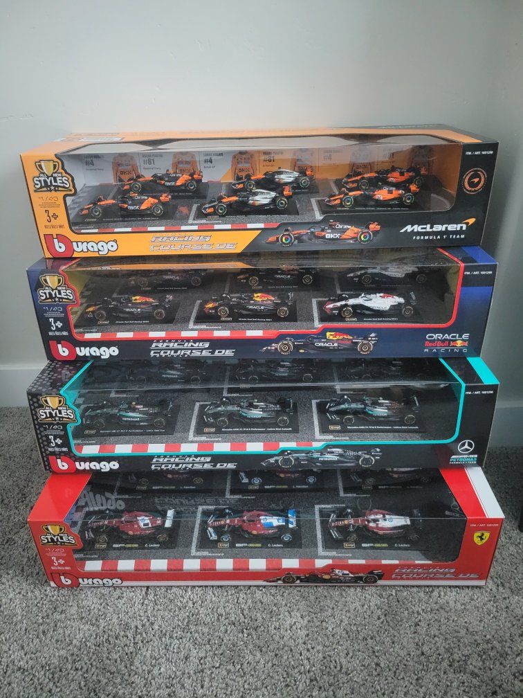Complete Bburago 1:43 F1 Diecast 6-Pack Set Collection (4 Boxes / 24 Cars) - Brand New