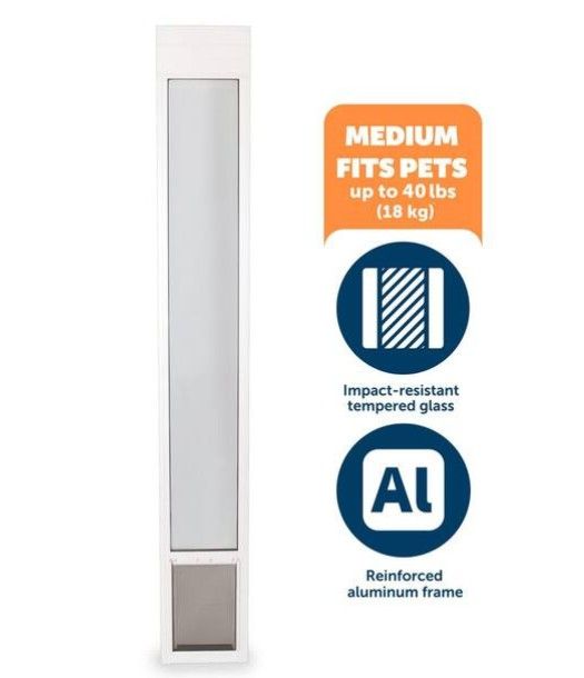 PetSafe White Aluminum Medium White Freedom Patio Sliding Panel (76 in. to 81 in.) Pet Door Dog Cat