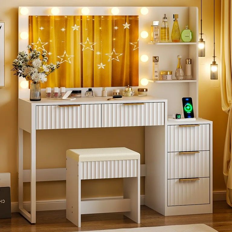 New in box makeup vanity table and stool