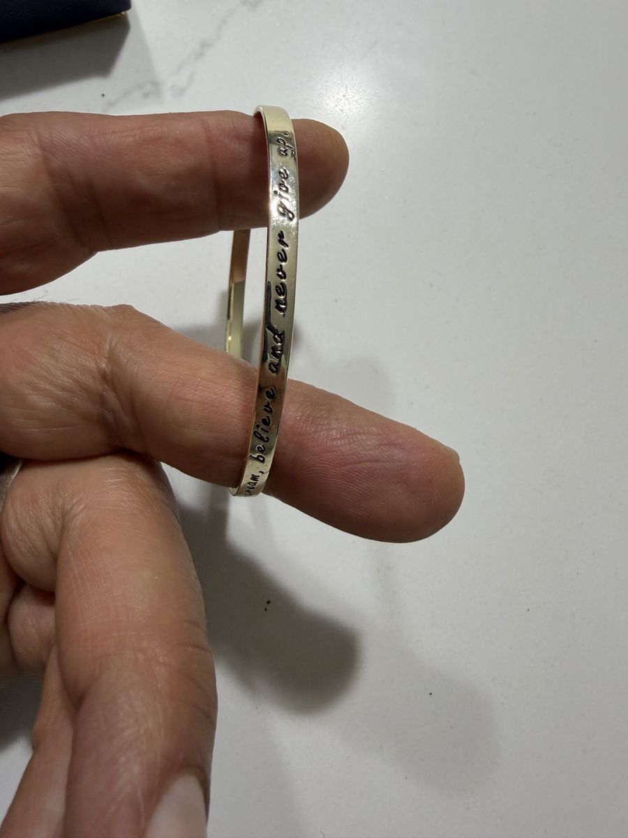 Inspirational Engraved Metal Bangle Bracelet
