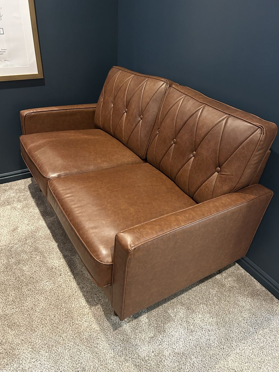 Faux Leather Loveseat 