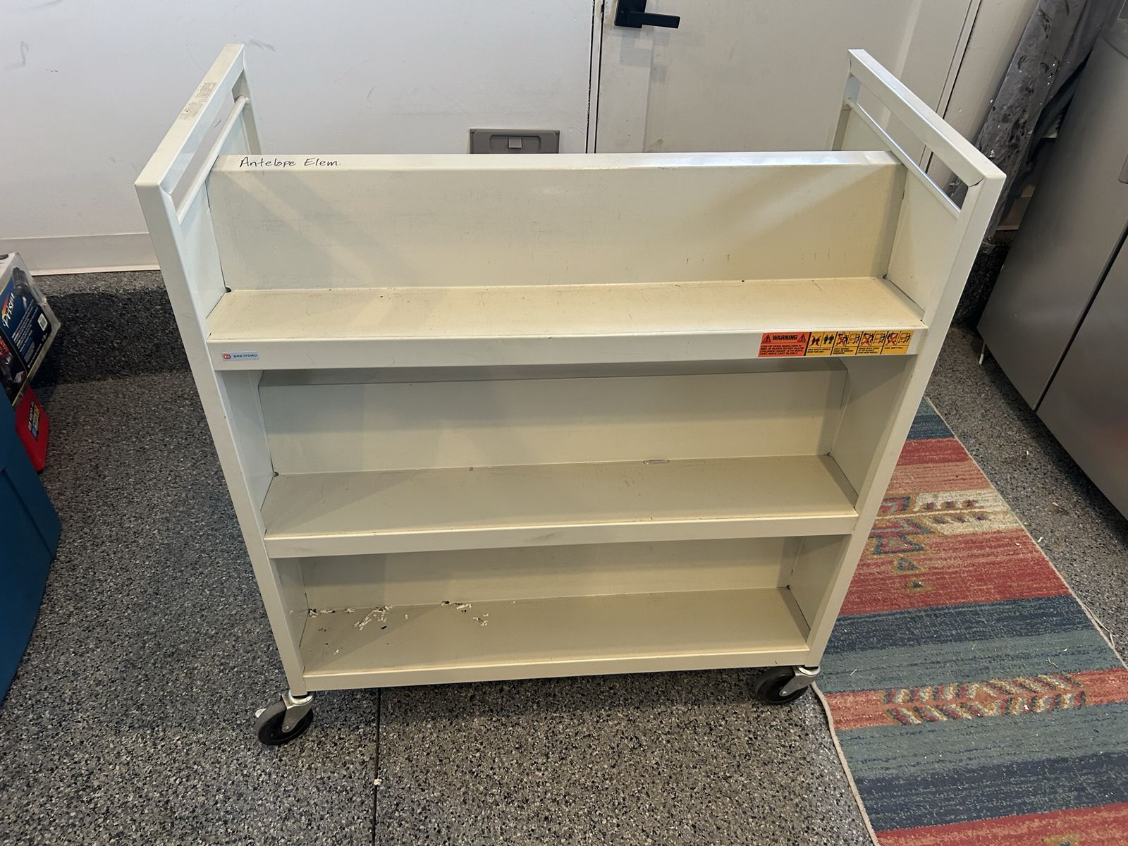 Library Book Carts (3)- Heavy Duty Rolling Trolley