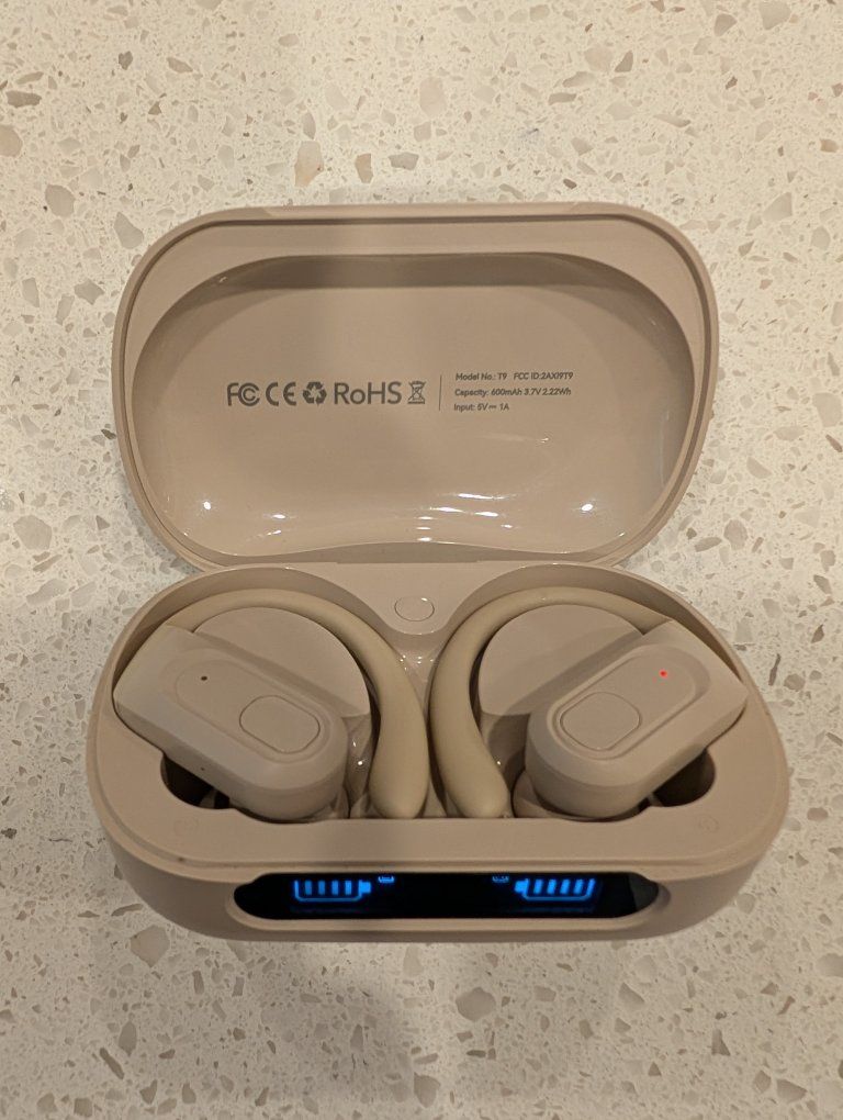Occiam Wireless Bluetooth Earbuds w/ Ear Hooks & Charging Case