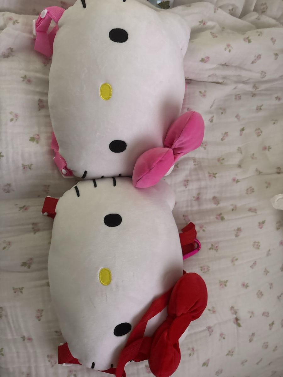 Hello Kitty Plush Backpack Pair Pink and Red Bows