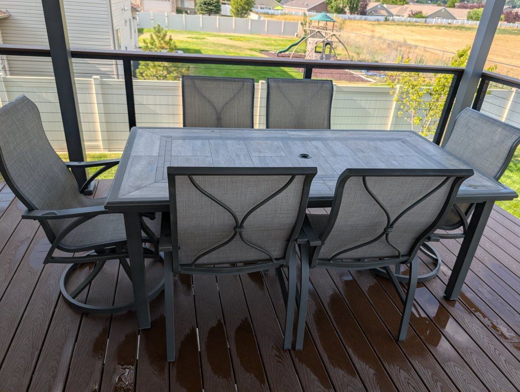 Outdoor Patio Dining Set with 6 Chairs, Swivel Chairs Included