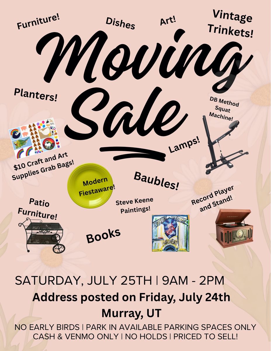 Moving Sale: Furniture, Art, Decor, Fitness, Records & More - Murray, UT - July 25th!