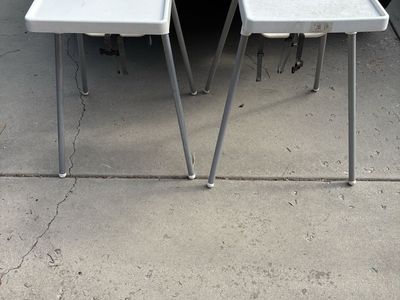 2 IKEA Antilop High Chairs - White with Removable Trays and Safety Belts