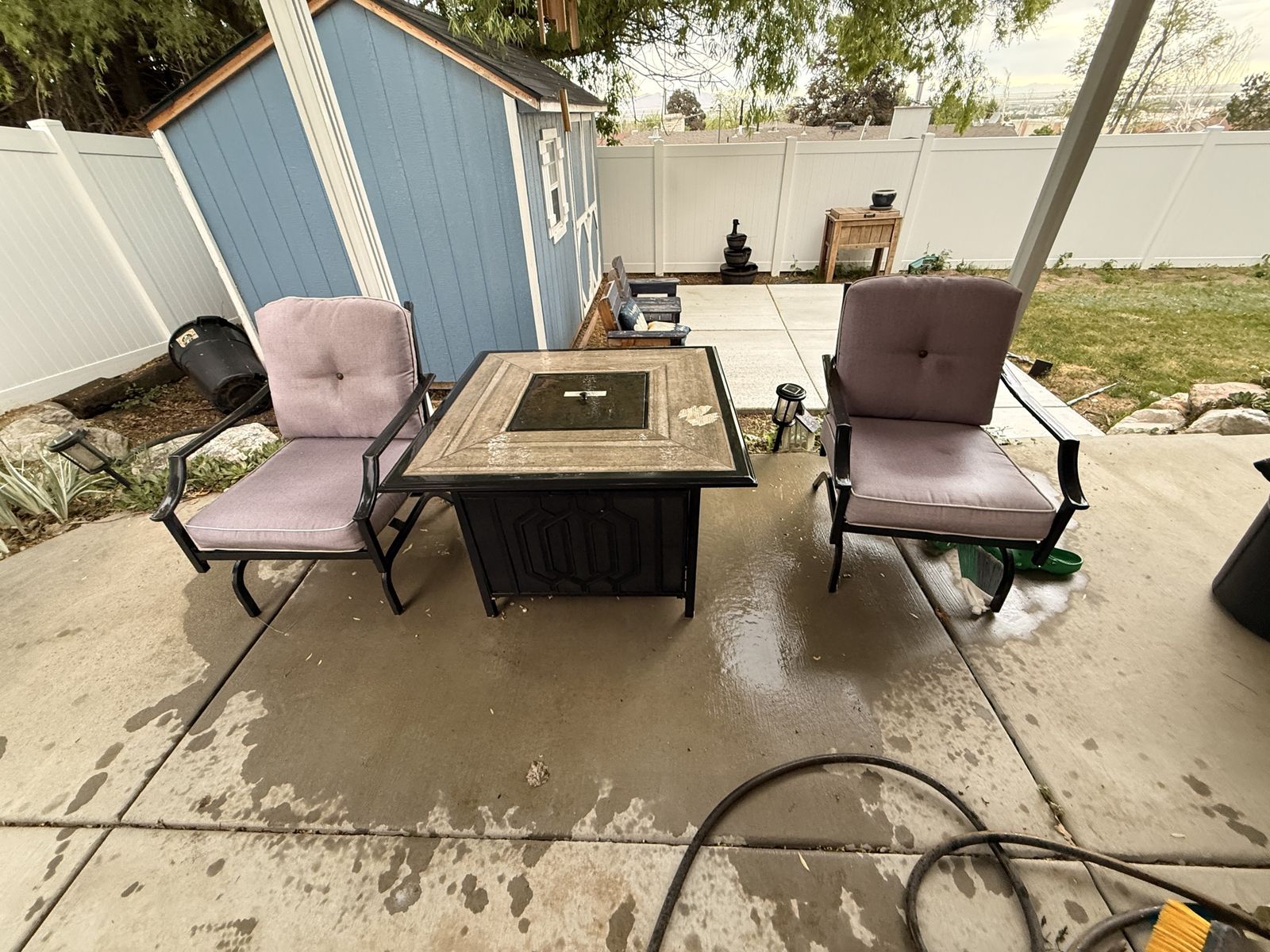 Two chair and fire pit for sale