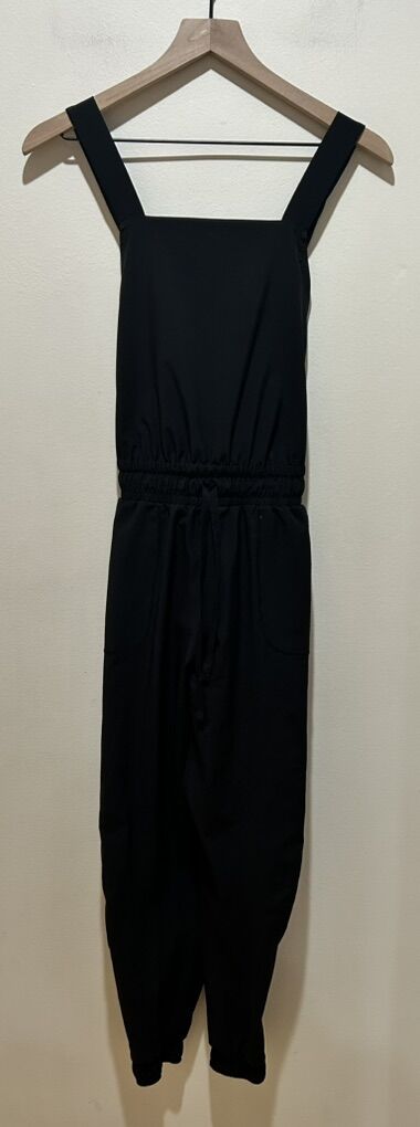 Albion Black Pants Jumpsuit W/ Gold Ankle Zippers