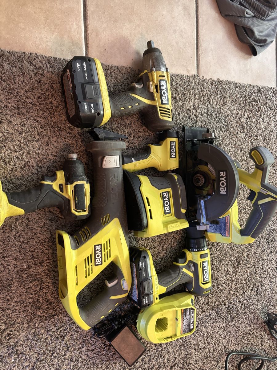 Huge Ryobi tool set with batteries and charger