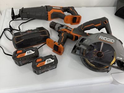 Rigid 18v circular saw, reciprocating saw and hammer drill/driver