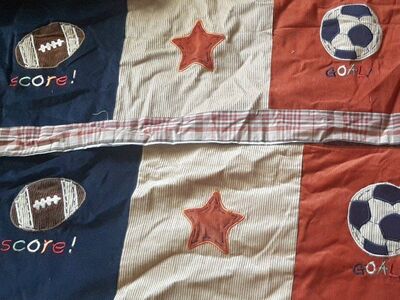 NoJo 2 Pc window valance baby boy kid sports plaid